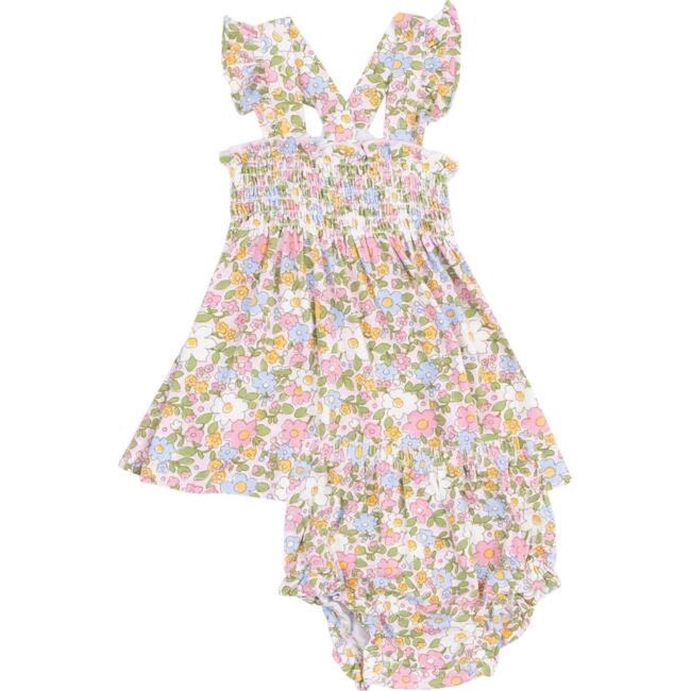 Angel Dear Ruffle Strap Smocked Top And Diaper Cover 3-6M
